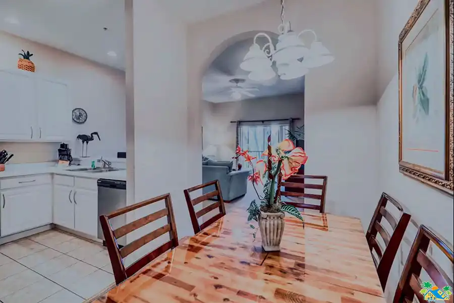 View towards the kitchen and living room