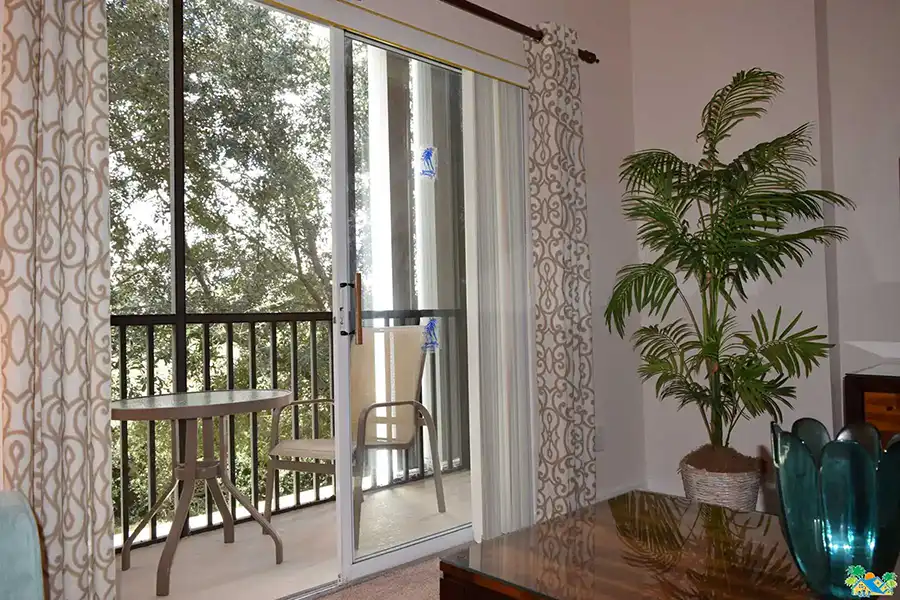 Doors to one of the screened balconies