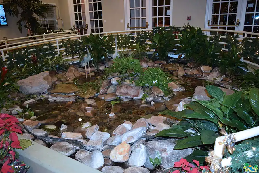 Inside the reception area of the clubhouse