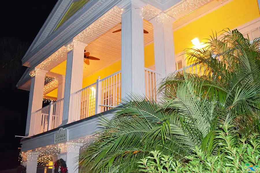 A different perspective of the clubhouse at night