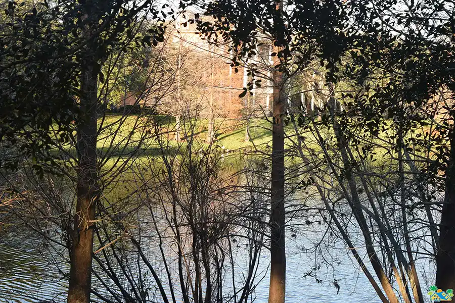 A view of the pond behind the clubhouse