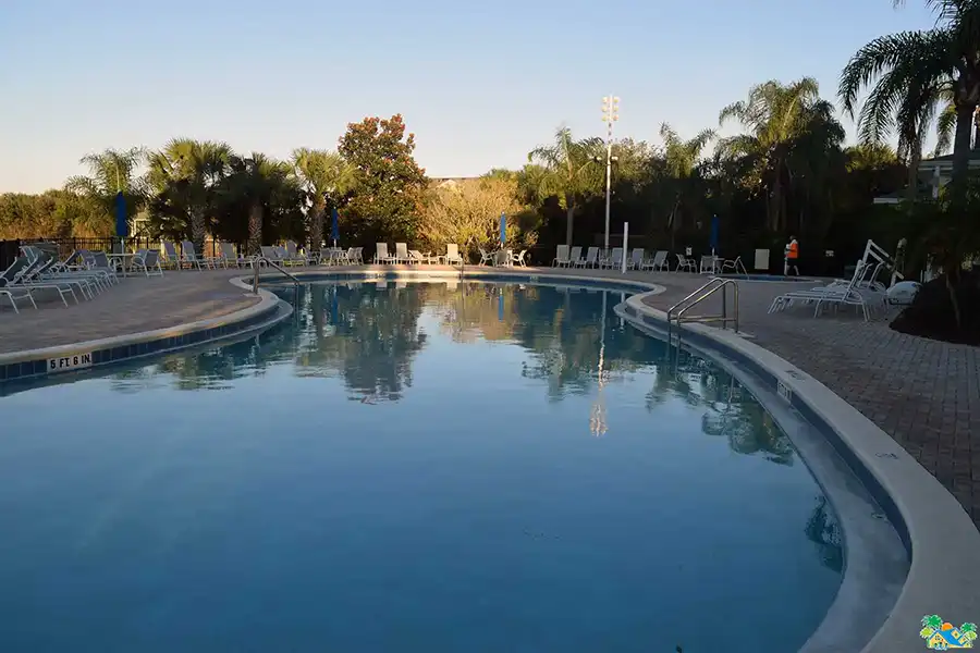 One more view of the clubhouse pool in the evening